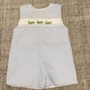 Petite Bebe Gator Smocked Onesie